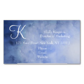 Monogram gepersonaliseerd blauw en wit magnetisch visitekaartje (Voorkant)