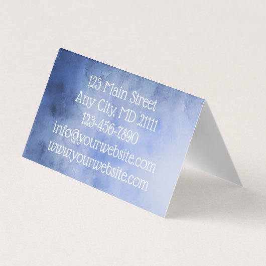 Monogram gepersonaliseerd blauw en wit visitekaartje (Achterkant)