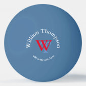 monogram - gepersonaliseerd blauw pingpongbal (Voorkant)