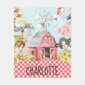 Monogram Gepersonaliseerd Boerderij Barnyard Diere Fleece Deken (Voorkant)