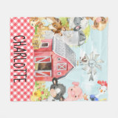 Monogram Gepersonaliseerd Boerderij Barnyard Diere Fleece Deken (Voorkant (Horizontaal))