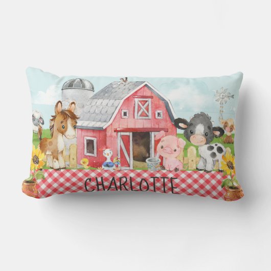 Monogram Gepersonaliseerd Boerderij Barnyard Diere Kussen (Voorkant)