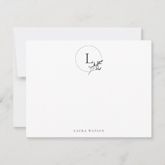 Monogram Gepersonaliseerd briefpapier voor vrouwen Notitiekaartje (Voorkant)