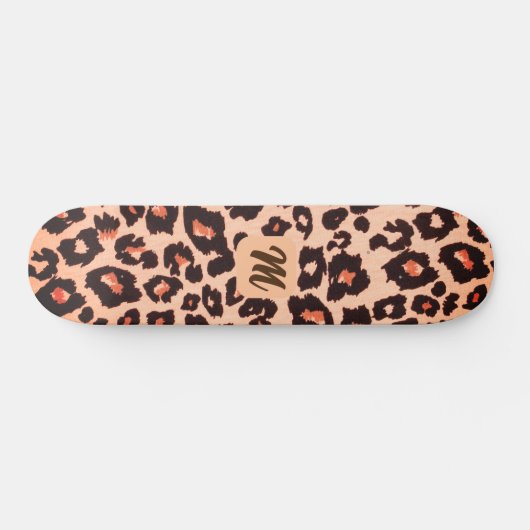 Monogram gepersonaliseerd cheetah-thema persoonlijk skateboard (Horizontaal)