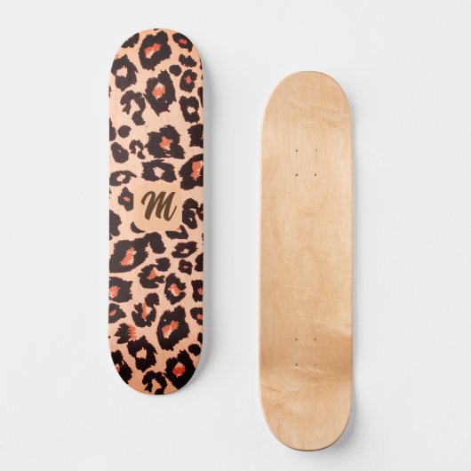 Monogram gepersonaliseerd cheetah-thema persoonlijk skateboard (Voorkant)