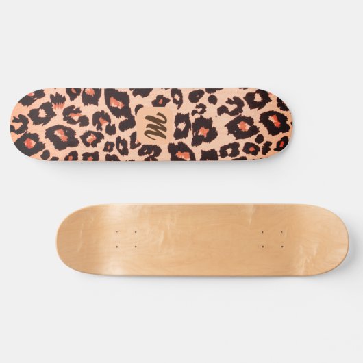 Monogram gepersonaliseerd cheetah-thema persoonlijk skateboard (Horizontaal)