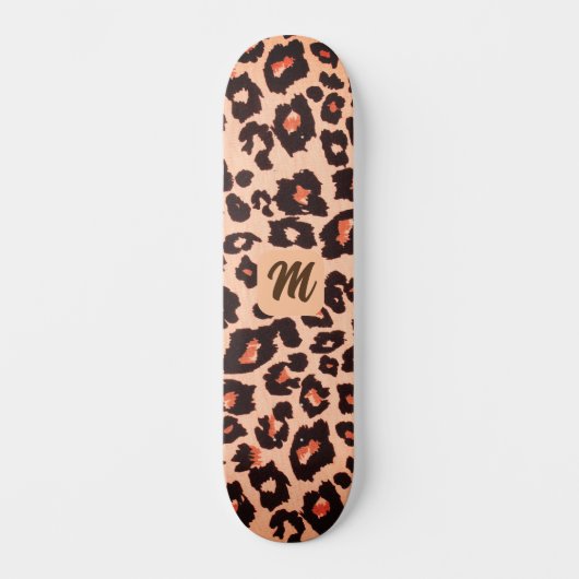 Monogram gepersonaliseerd cheetah-thema persoonlijk skateboard (Voorkant)