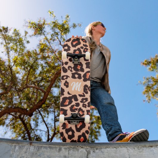 Monogram gepersonaliseerd cheetah-thema persoonlijk skateboard (Buiten 1)