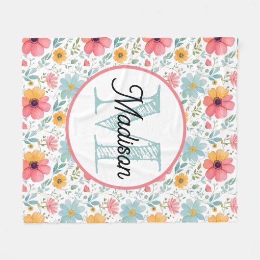 Monogram gepersonaliseerd fleece deken (Voorkant (Horizontaal))