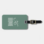 Monogram | Gepersonaliseerd groen en wit ontwerp | Bagagelabel (Voorkant horizontaal)