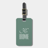 Monogram | Gepersonaliseerd groen en wit ontwerp | Bagagelabel (Voorkant verticaal)