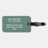 Monogram | Gepersonaliseerd groen en wit ontwerp | Bagagelabel (Achterkant horizontaal)