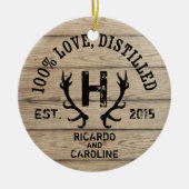 Monogram gepersonaliseerd hout - Bourbon Barrel We Keramisch Ornament (Voorkant)