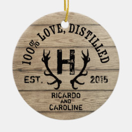 Monogram gepersonaliseerd hout - Bourbon Barrel We Keramisch Ornament