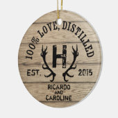 Monogram gepersonaliseerd hout - Bourbon Barrel We Keramisch Ornament (Links)
