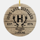 Monogram gepersonaliseerd hout - Bourbon Barrel We Keramisch Ornament (Achterkant)