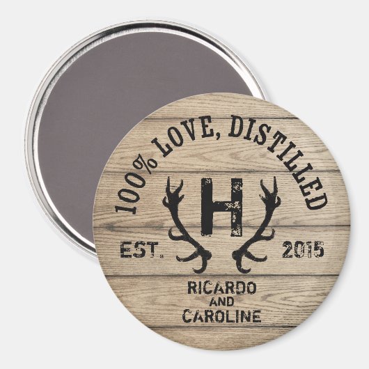 Monogram gepersonaliseerd hout - Bourbon Barrel We Magneet (Voorkant / Achterkant)