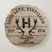Monogram gepersonaliseerd hout - Bourbon Barrel We Rond Kussen (Voorkant)