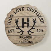 Monogram gepersonaliseerd hout - Bourbon Barrel We Rond Kussen (Achterkant)