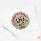 Monogram gepersonaliseerd hout - Bourbon Barrel We Ronde Sticker (Envelop)