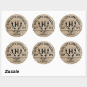 Monogram gepersonaliseerd hout - Bourbon Barrel We Ronde Sticker (Vel)