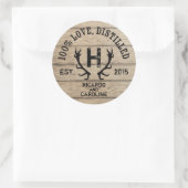 Monogram gepersonaliseerd hout - Bourbon Barrel We Ronde Sticker (Tas)