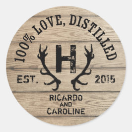 Monogram gepersonaliseerd hout - Bourbon Barrel We Ronde Sticker