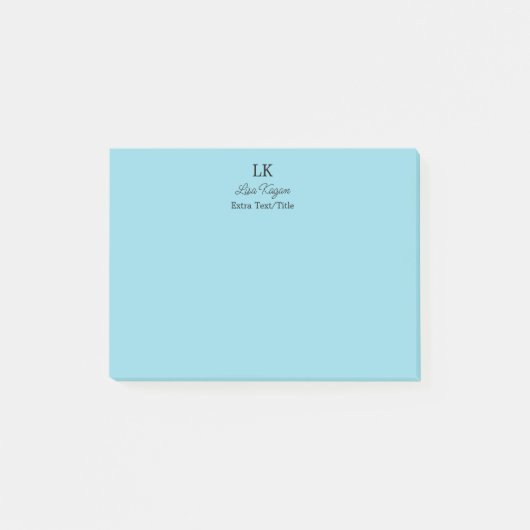 Monogram Gepersonaliseerd Initialen Naam en titel Post-it® Notes (Voorkant)