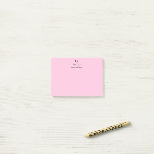 Monogram Gepersonaliseerd Initialen Naam en titel Post-it® Notes (Op bureau)