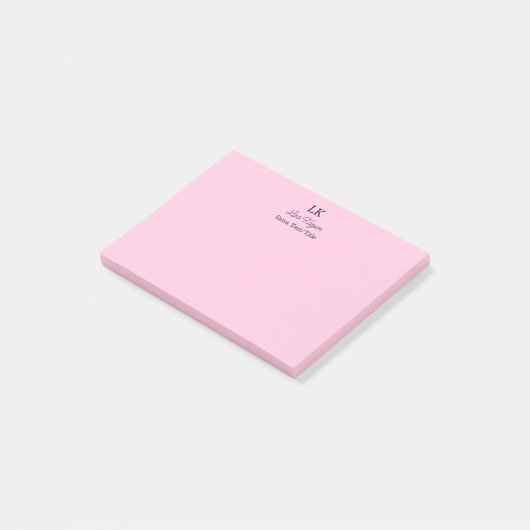 Monogram Gepersonaliseerd Initialen Naam en titel Post-it® Notes (Schuin)