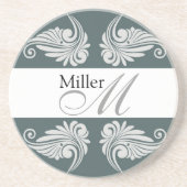 Monogram gepersonaliseerd Jubileum Zandsteen Onderzetter (Voorkant)