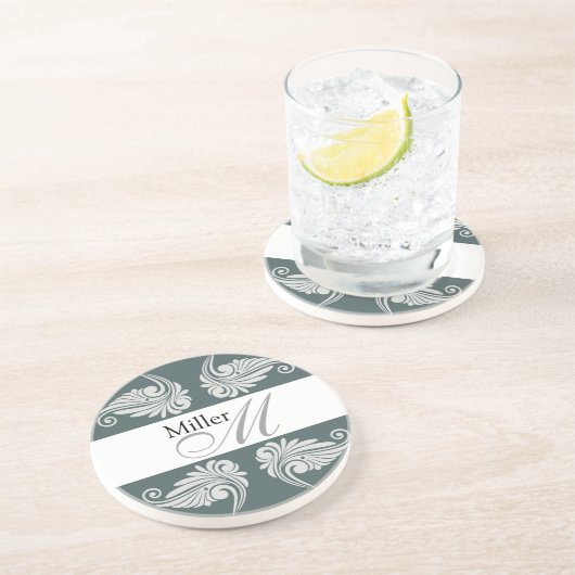 Monogram gepersonaliseerd Jubileum Zandsteen Onderzetter (Zijkant)