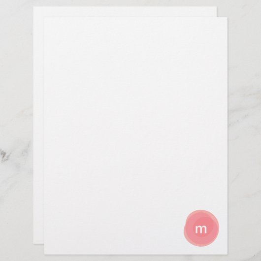 Monogram Gepersonaliseerd koraal en Roze Modern Briefhoofd (Voorkant / Achterkant)