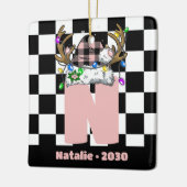 Monogram gepersonaliseerd met de naam Familie Kers Keramisch Ornament (Links)