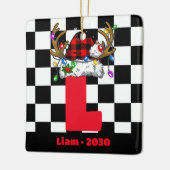 Monogram gepersonaliseerd met de naam Familie Kers Keramisch Ornament (Links)