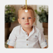 Monogram gepersonaliseerd met de naam Familie Kers Keramisch Ornament (Achterkant)