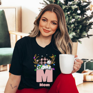 Monogram gepersonaliseerd met de naam Pink Christm T-shirt