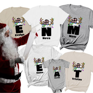 Monogram gepersonaliseerd met de naam Pink Christm T-shirt