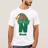 Monogram gepersonaliseerd met kerstnaam t-shirt (Voorkant)
