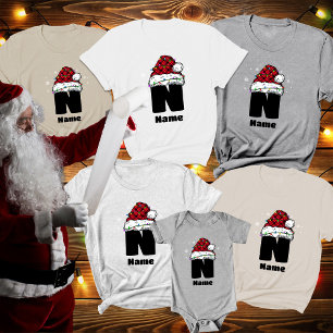 Monogram gepersonaliseerd met kerstnaam t-shirt