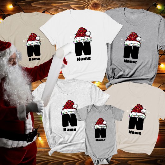 Monogram gepersonaliseerd met kerstnaam t-shirt