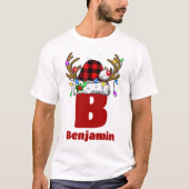 Monogram gepersonaliseerd met kerstnaam t-shirt (Voorkant)