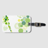 Monogram Gepersonaliseerd Modern Groen Cirkelpatro Bagagelabel (Voorkant (horizontaal))