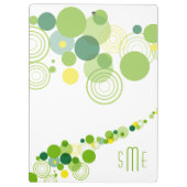 Monogram Gepersonaliseerd Modern Groen Cirkelpatro Klembord (Achterkant)