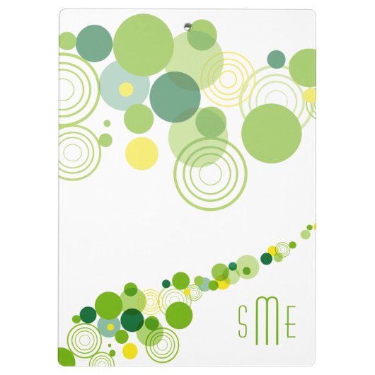 Monogram Gepersonaliseerd Modern Groen Cirkelpatro Klembord (Achterkant)