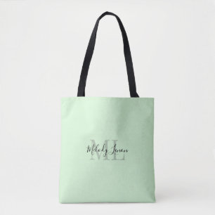 Monogram   Gepersonaliseerd ontwerp voor zwart-wit Tote Bag