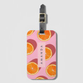 Monogram gepersonaliseerd Oranje plakpatroon Bagagelabel (Voorkant (verticaal))