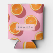 Monogram gepersonaliseerd Oranje plakpatroon Blikjeskoeler (Voorkant)