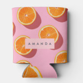 Monogram gepersonaliseerd Oranje plakpatroon Blikjeskoeler (Achterkant)