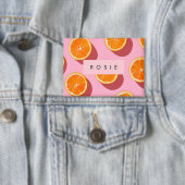 Monogram gepersonaliseerd Oranje plakpatroon Button (Insitu)